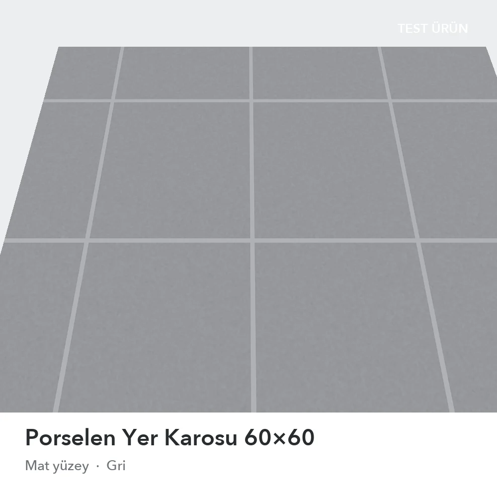 TEST - Porselen Yer Karosu 60x60 Mat – Gri